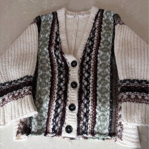 Zara Mohair Striped Knit Cardigan